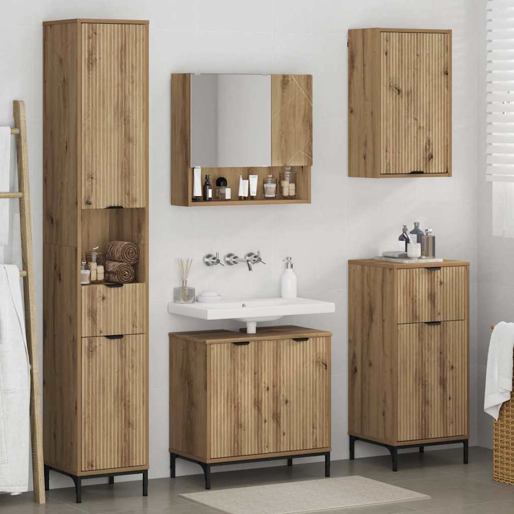 Ensemble de mobilier de salle de bain 4 pc Chêne artisanal - XIOS
