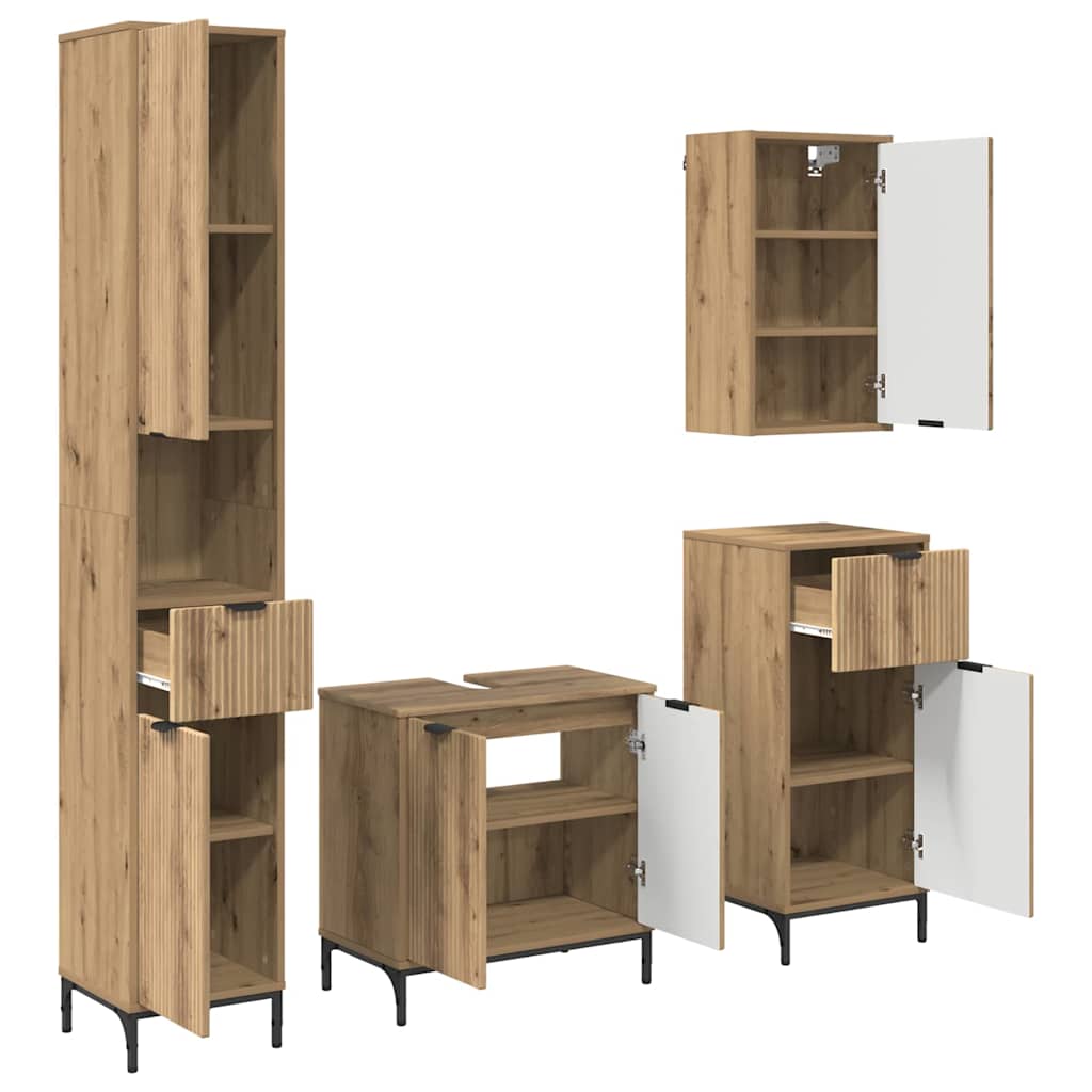 Ensemble de mobilier de salle de bain 4 pc Chêne artisanal - XIOS