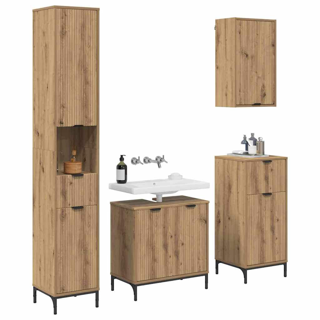 Ensemble de mobilier de salle de bain 4 pc Chêne artisanal - XIOS