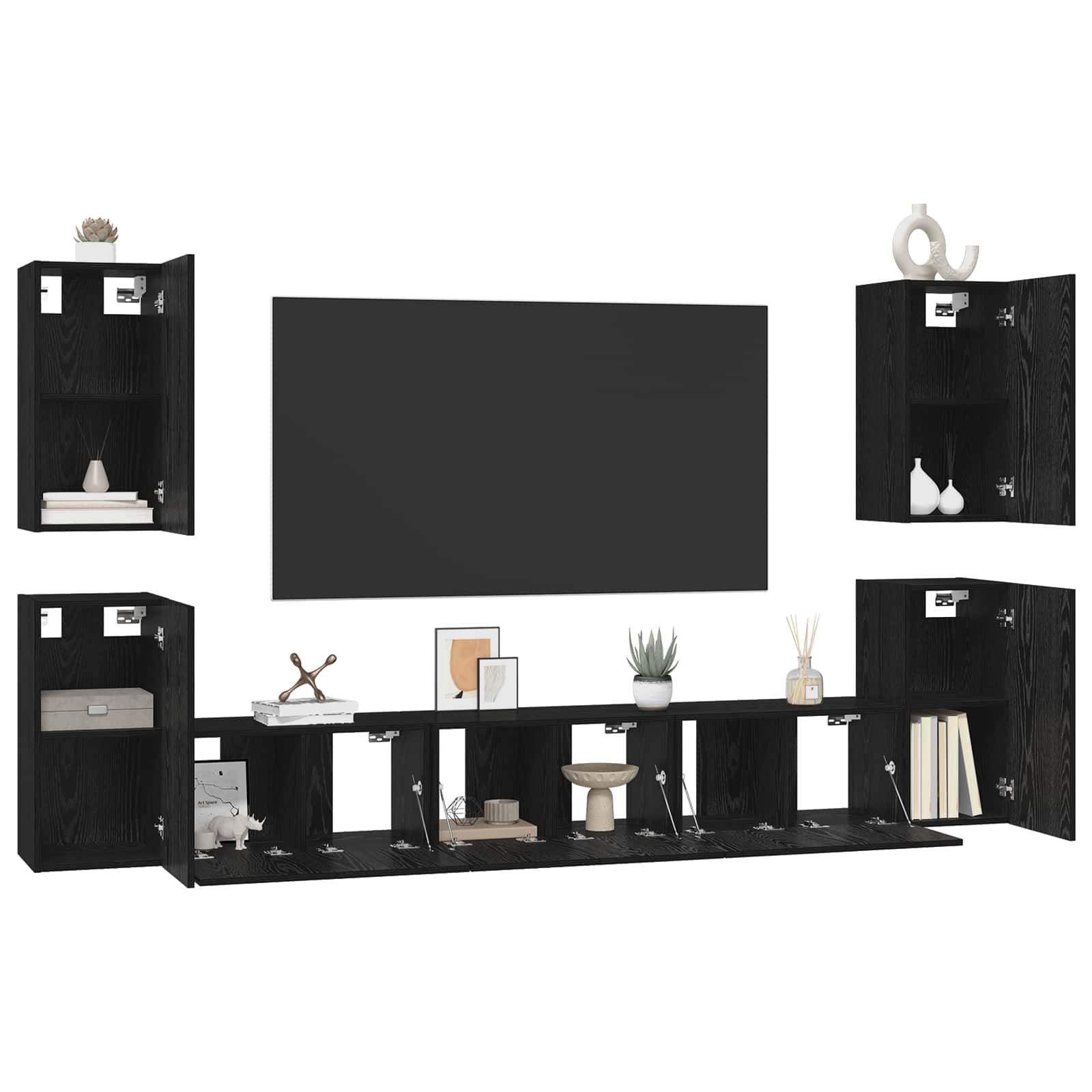 Ensemble meuble TV 7 pc Chêne noir Bois d'ingénierie