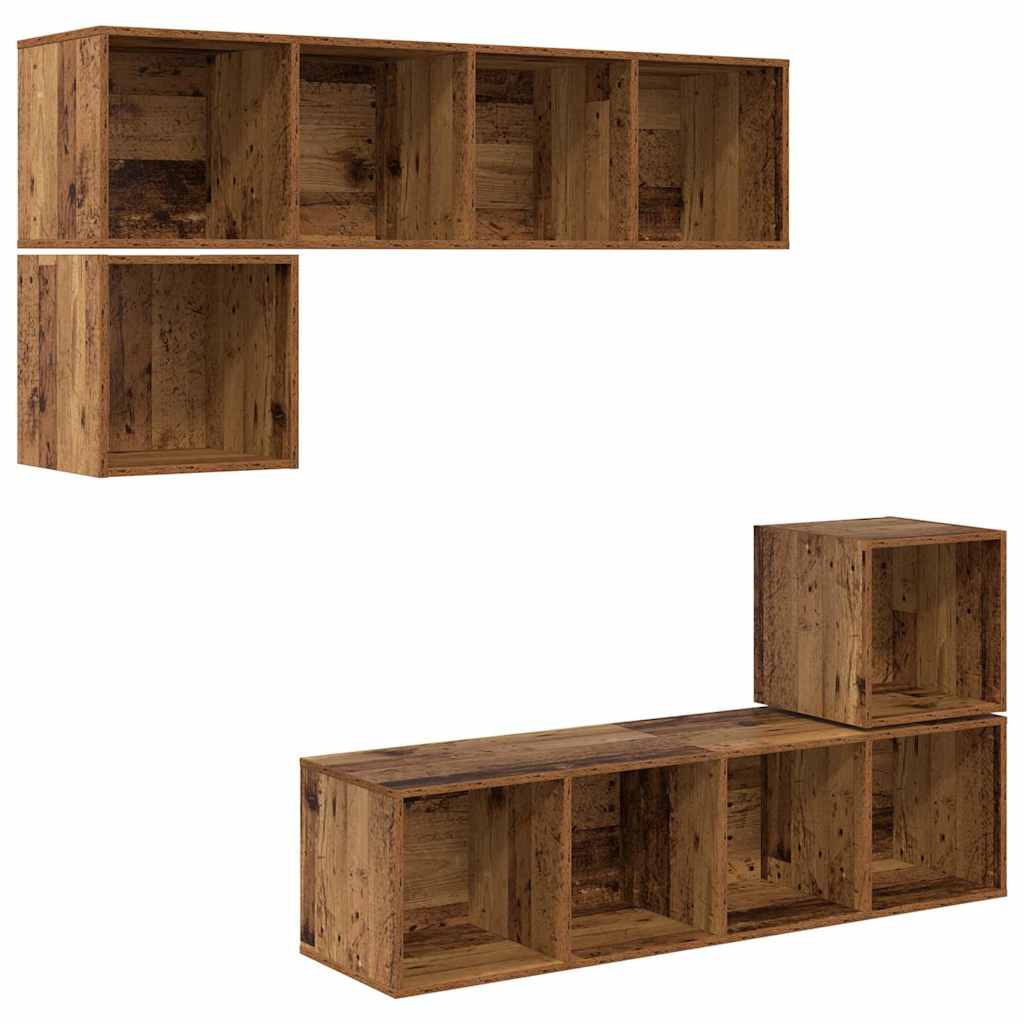 Ensemble meuble TV 4 pcs Bois ancien 37 x 37 x 142.5 cm - XIOS