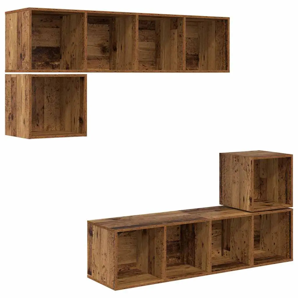 Ensemble meuble TV 4 pc Bois Ancien Bois d’ingénierie - XIOS