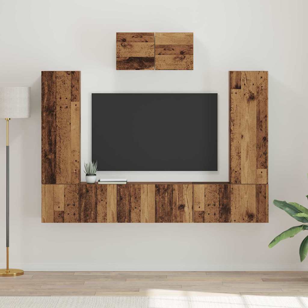 Ensemble meuble TV 7 pcs Bois Ancien Bois d'ingénierie - XIOS