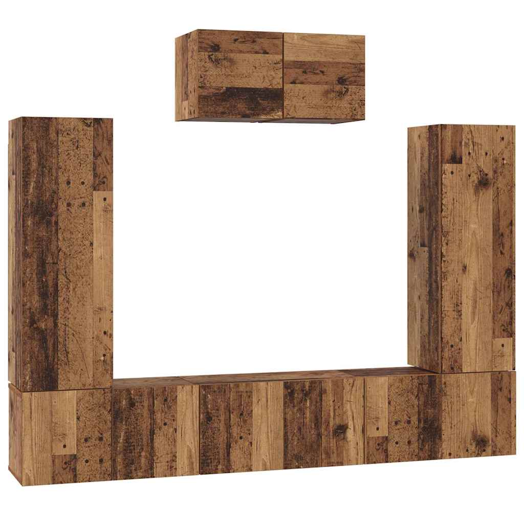 Ensemble meuble TV 7 pcs Bois Ancien Bois d'ingénierie - XIOS