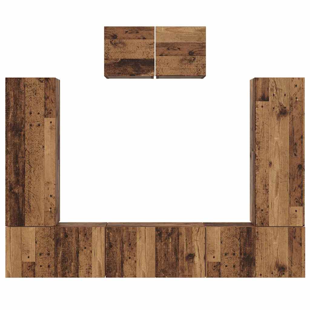 Ensemble meuble TV 7 pcs Bois Ancien Bois d'ingénierie - XIOS
