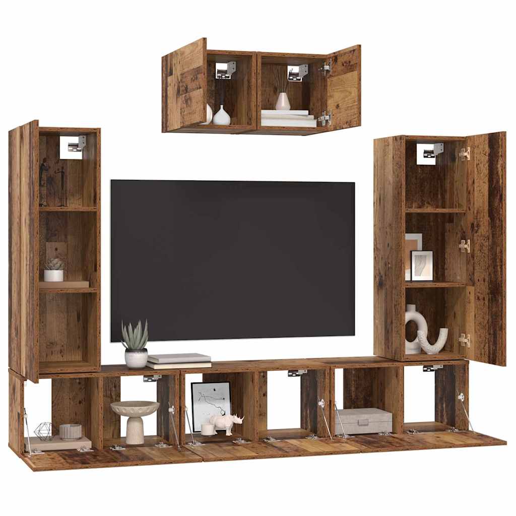 Ensemble meuble TV 7 pcs Bois Ancien Bois d'ingénierie - XIOS