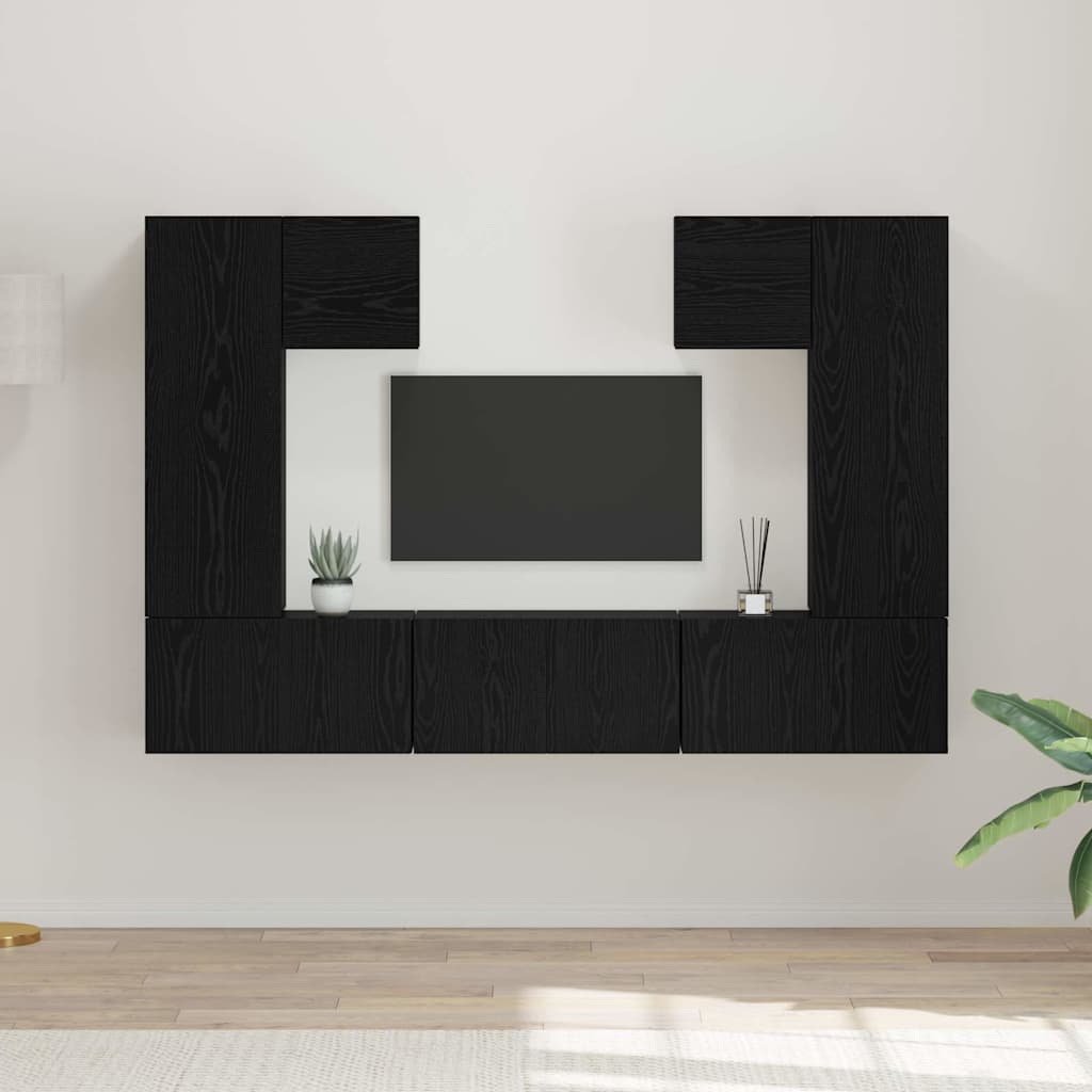 Ensemble meuble TV 7 pcs Chêne noir Bois d'ingénierie - XIOS