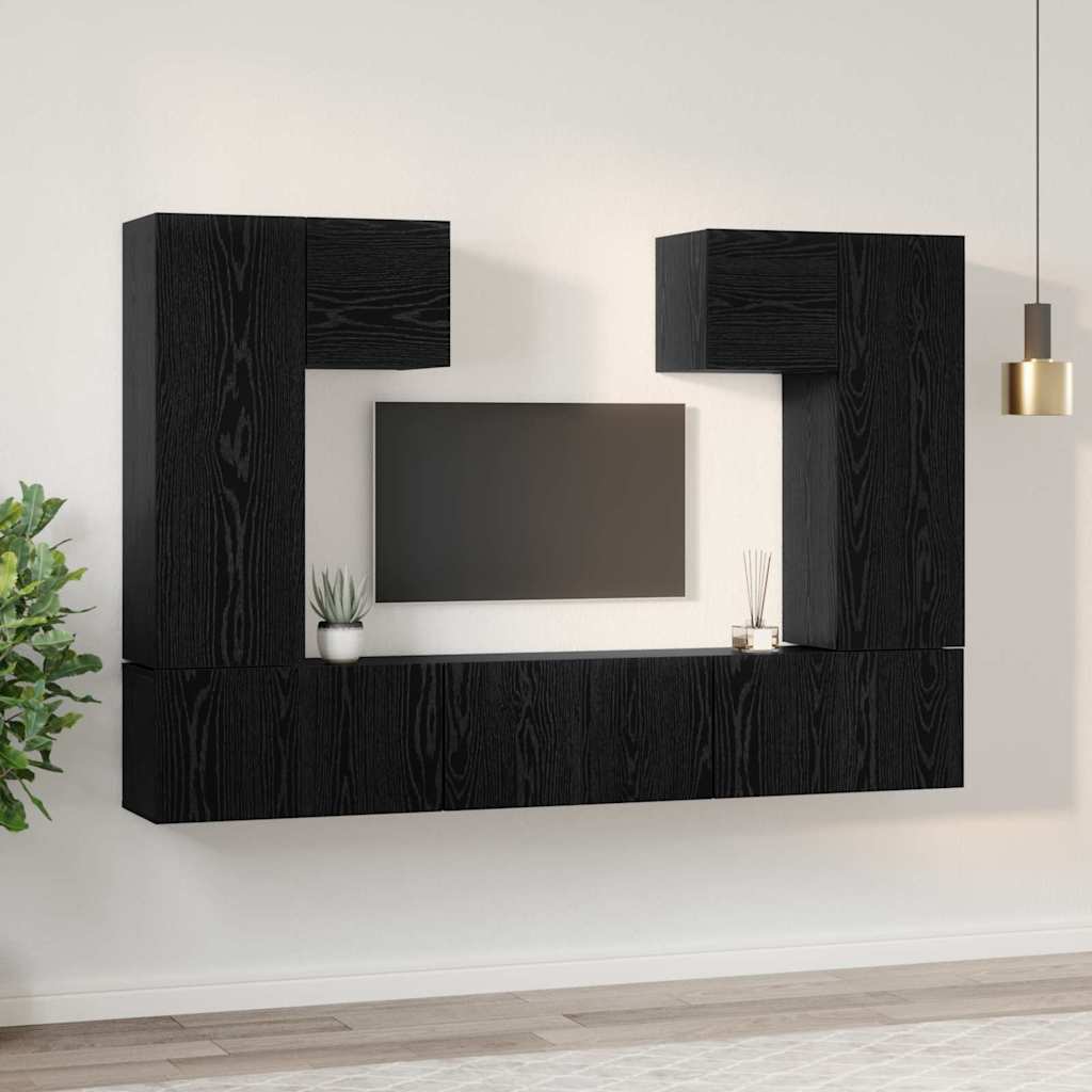 Ensemble meuble TV 7 pcs Chêne noir Bois d'ingénierie - XIOS