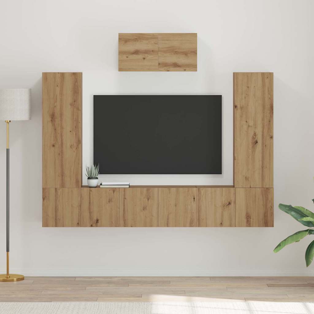 Ensemble meuble TV 7 pc Chêne artisanal Bois d'ingénierie