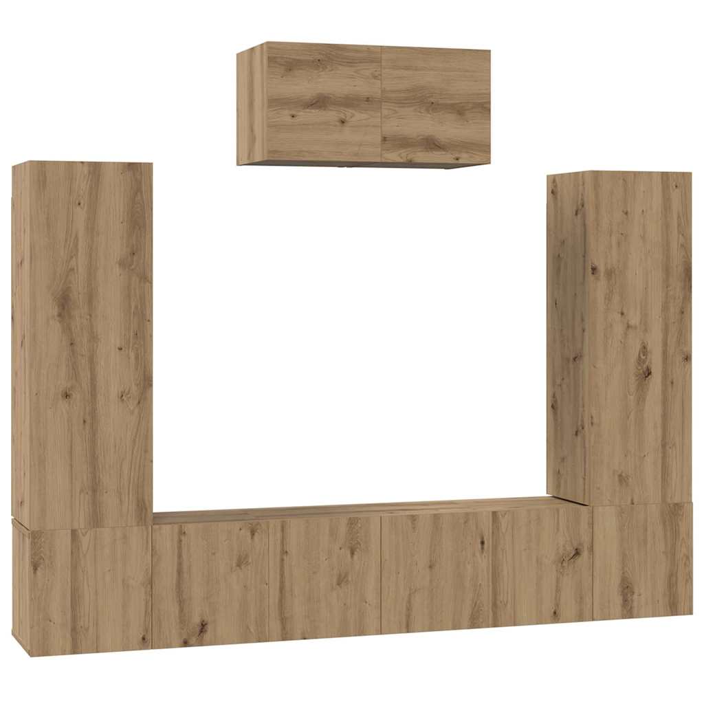 Ensemble meuble TV 7 pc Chêne artisanal Bois d'ingénierie