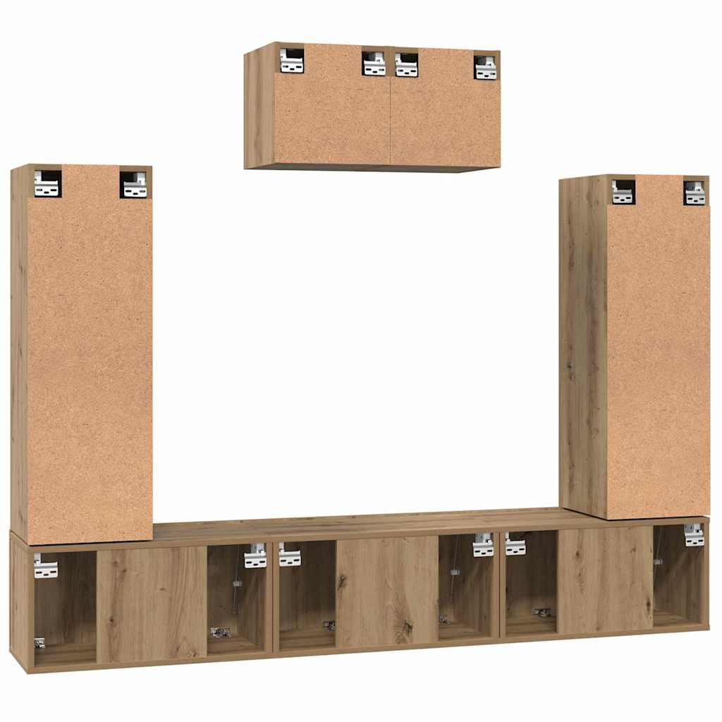 Ensemble meuble TV 7 pc Chêne artisanal Bois d'ingénierie