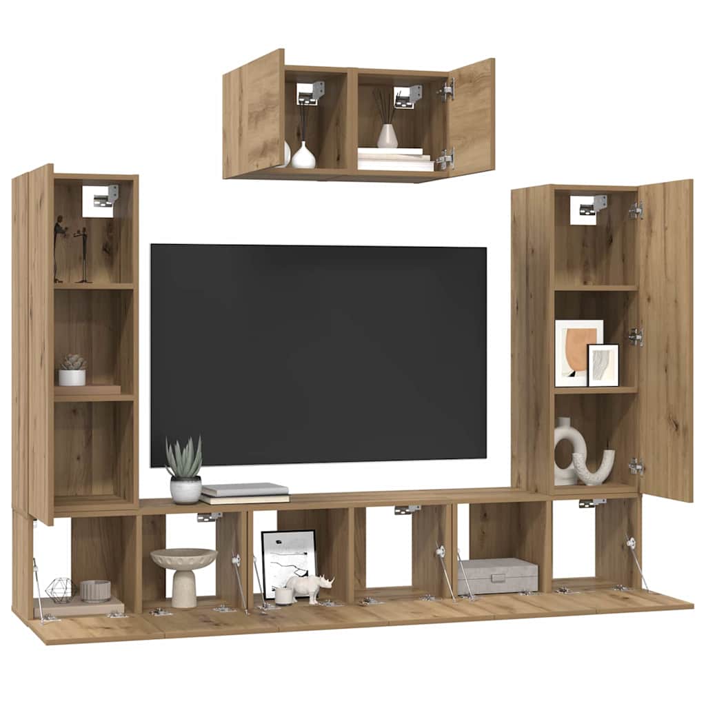 Ensemble meuble TV 7 pc Chêne artisanal Bois d'ingénierie