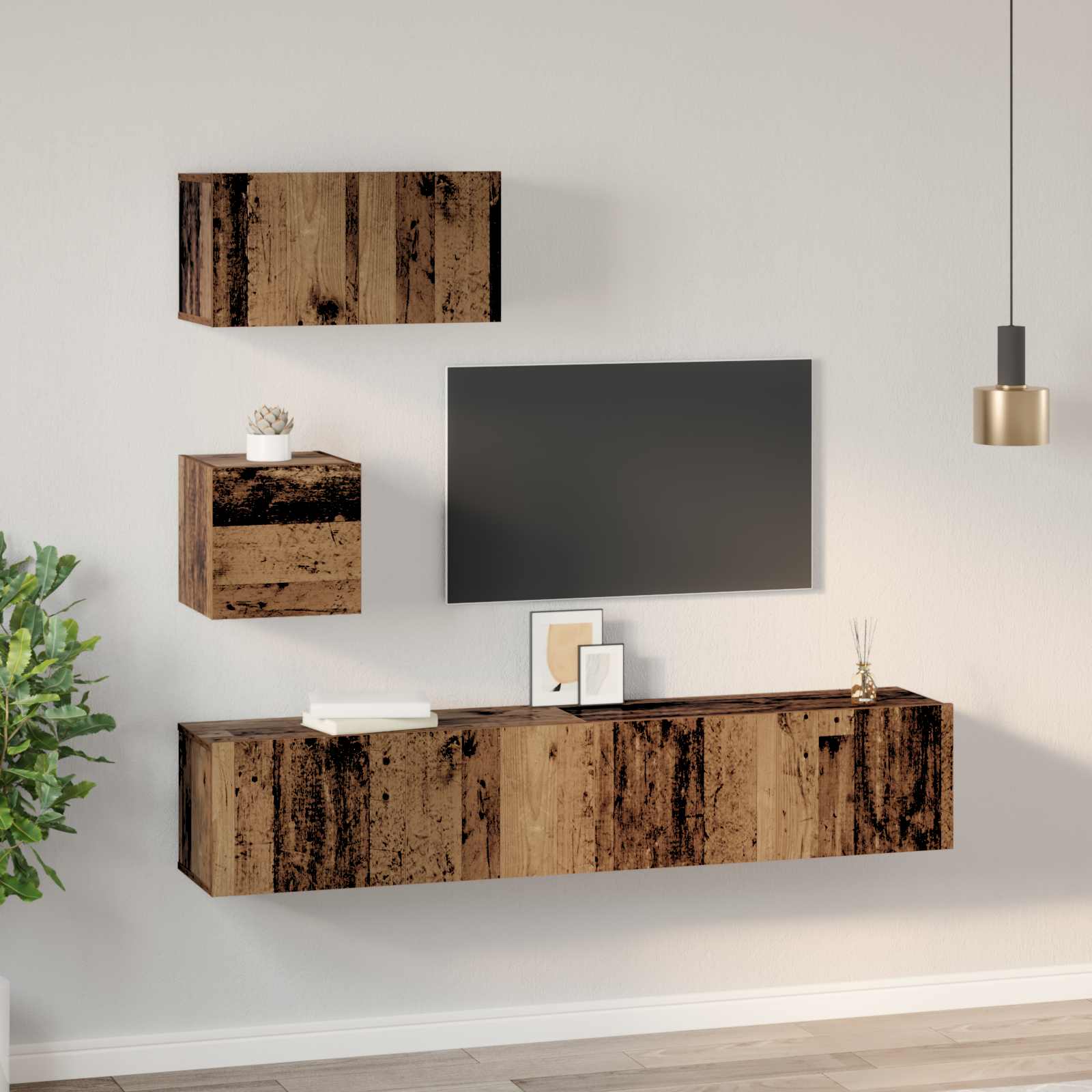 Ensemble meuble TV 3 pc Bois Ancien Bois d'ingénierie