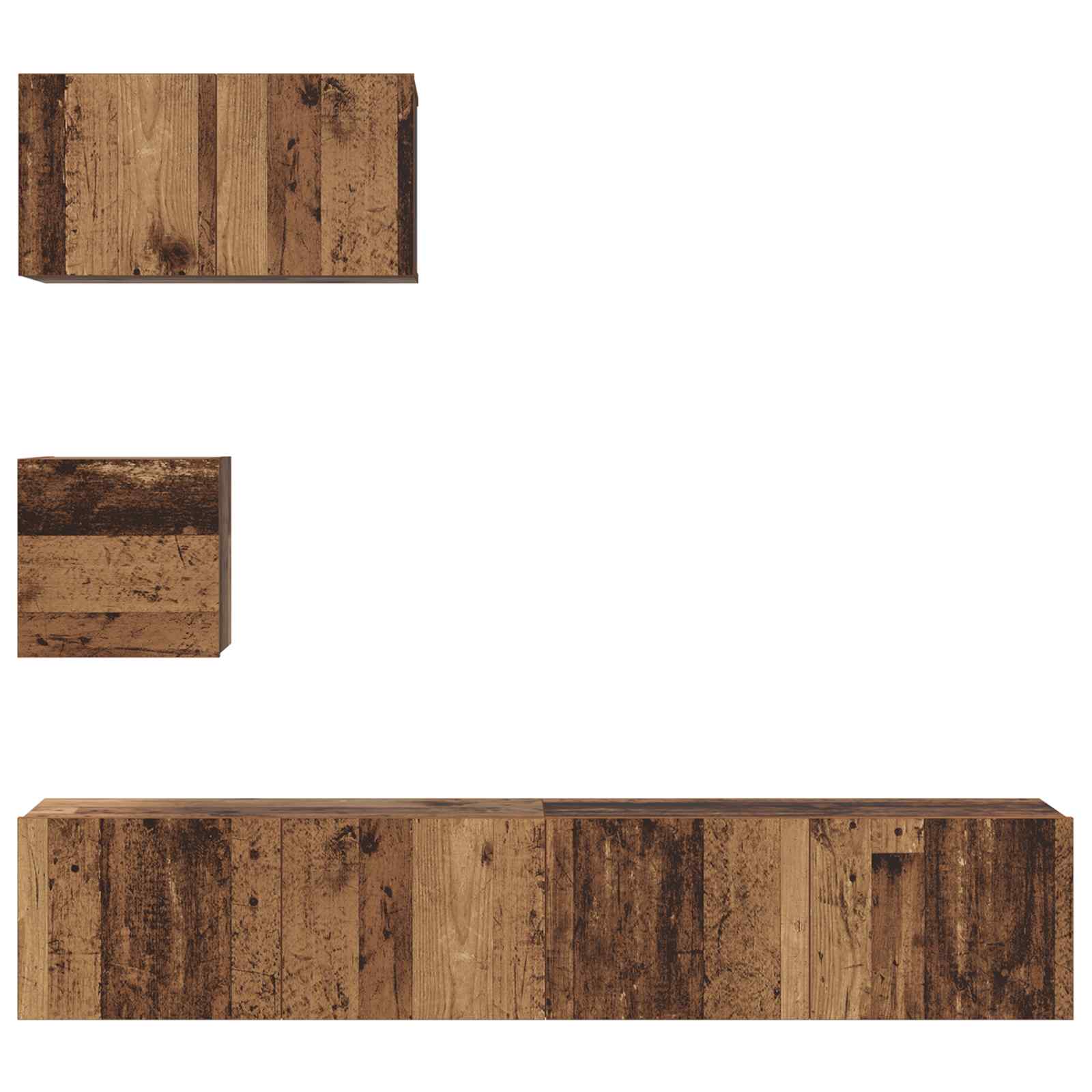 Ensemble meuble TV 3 pc Bois Ancien Bois d'ingénierie