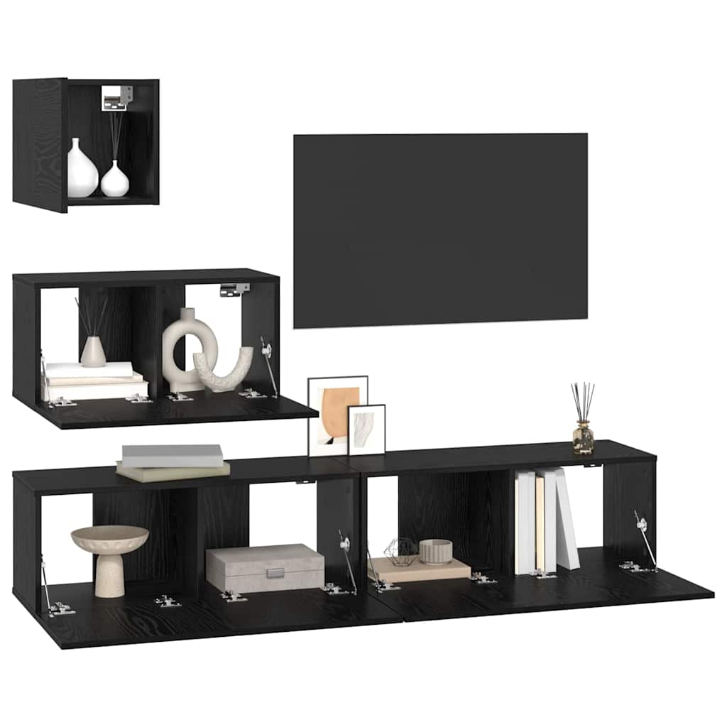 Meuble TV mural 4 pcs Chêne noir 80 x 30 x 30.5 cm - XIOS