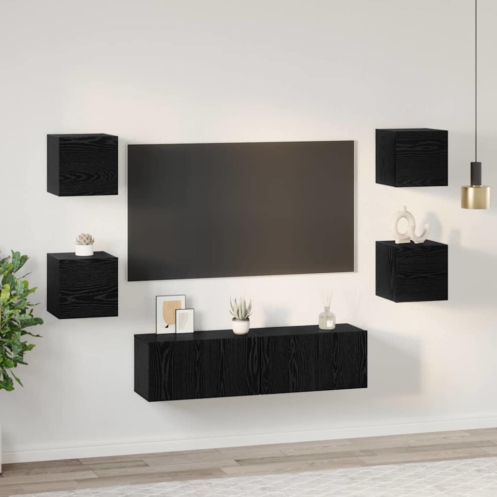 Ensemble meuble TV 6 pcs Chêne noir Bois d'ingénierie - XIOS
