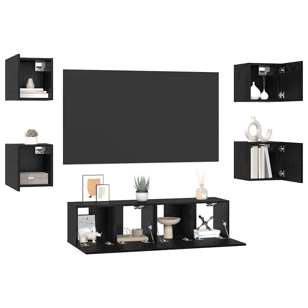 Ensemble meuble TV 6 pcs Chêne noir Bois d'ingénierie - XIOS
