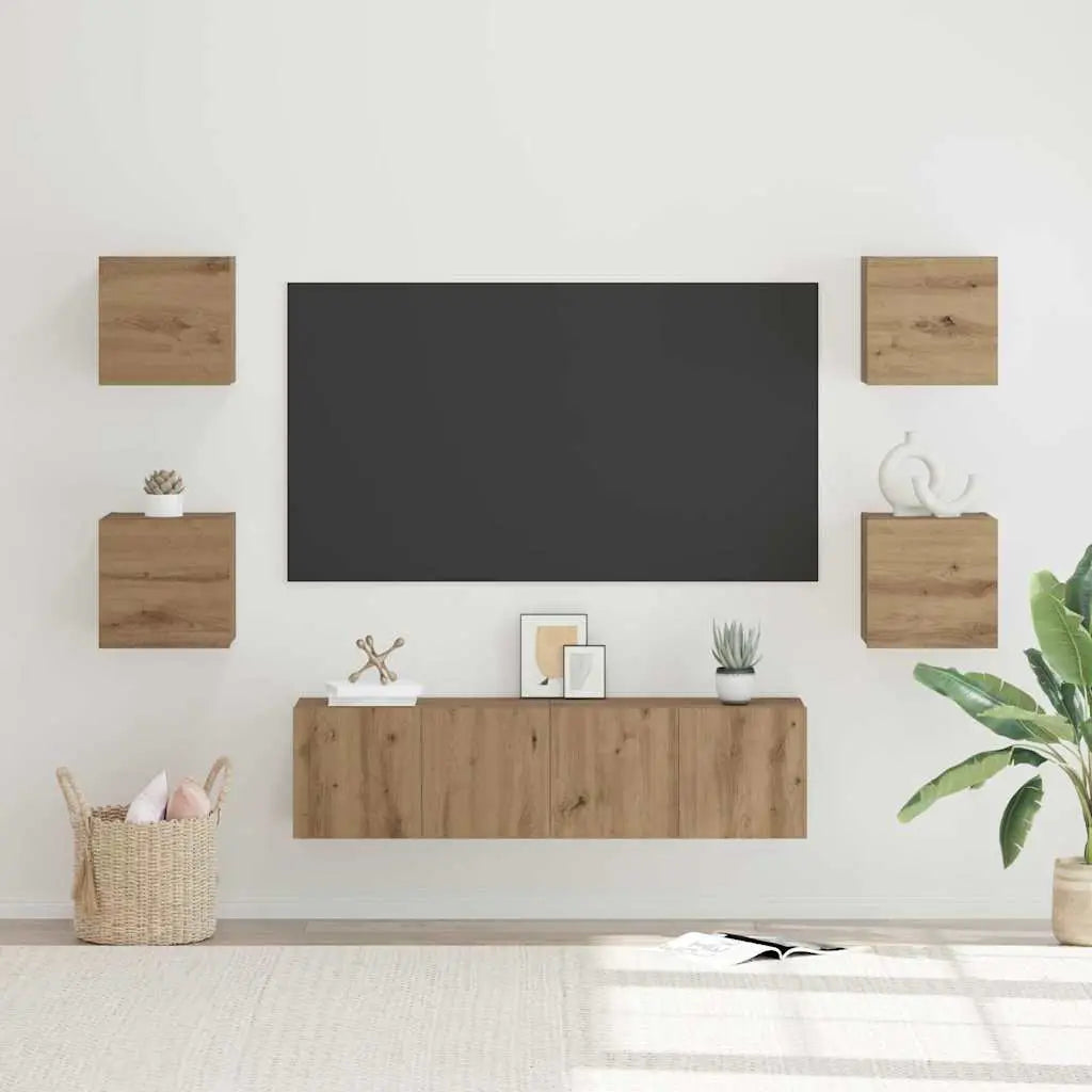Ensemble meuble TV 6 pc Chêne artisanal Bois d’ingénierie - XIOS