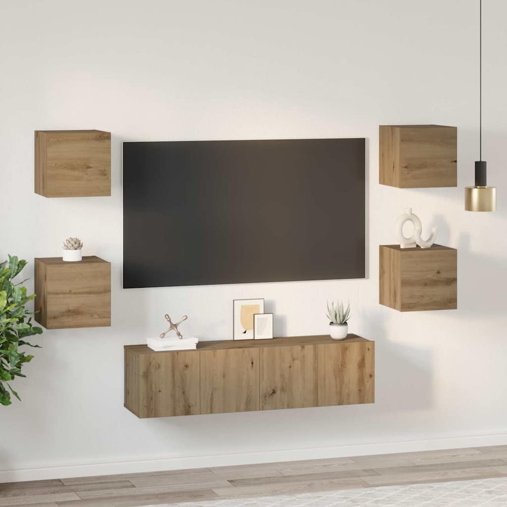 Ensemble meuble TV 6 pcs Chêne artisanal Bois d'ingénierie - XIOS