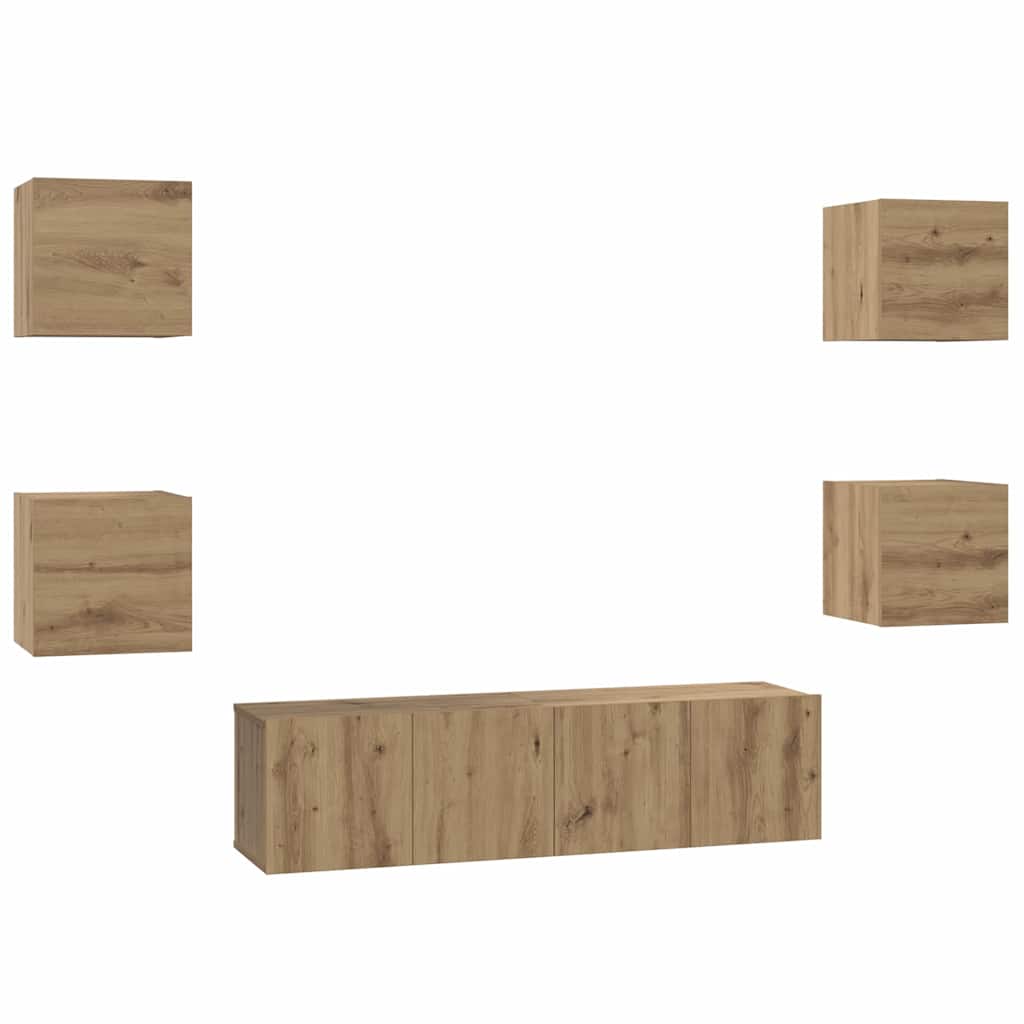 Ensemble meuble TV 6 pcs Chêne artisanal Bois d'ingénierie - XIOS