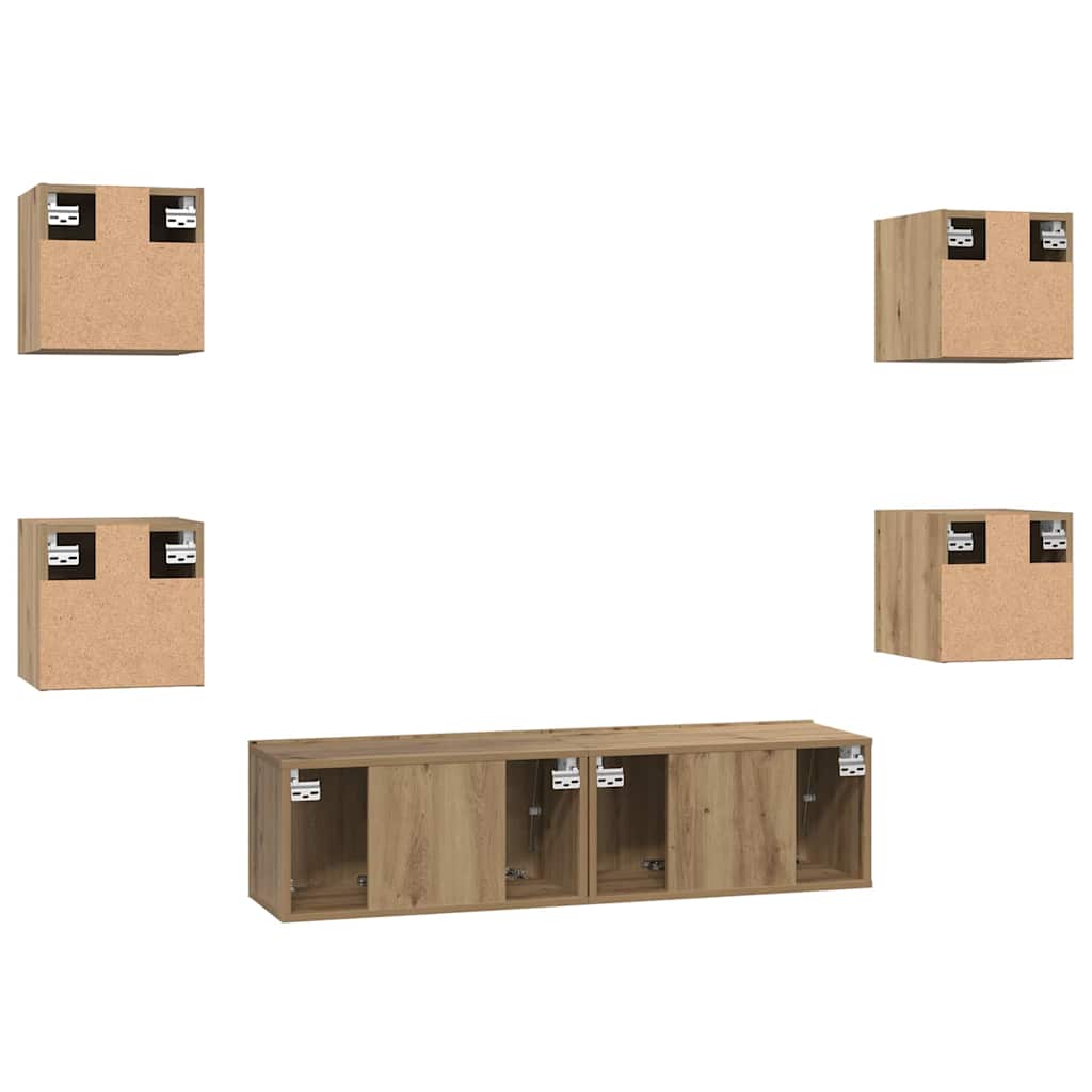 Ensemble meuble TV 6 pcs Chêne artisanal Bois d'ingénierie - XIOS