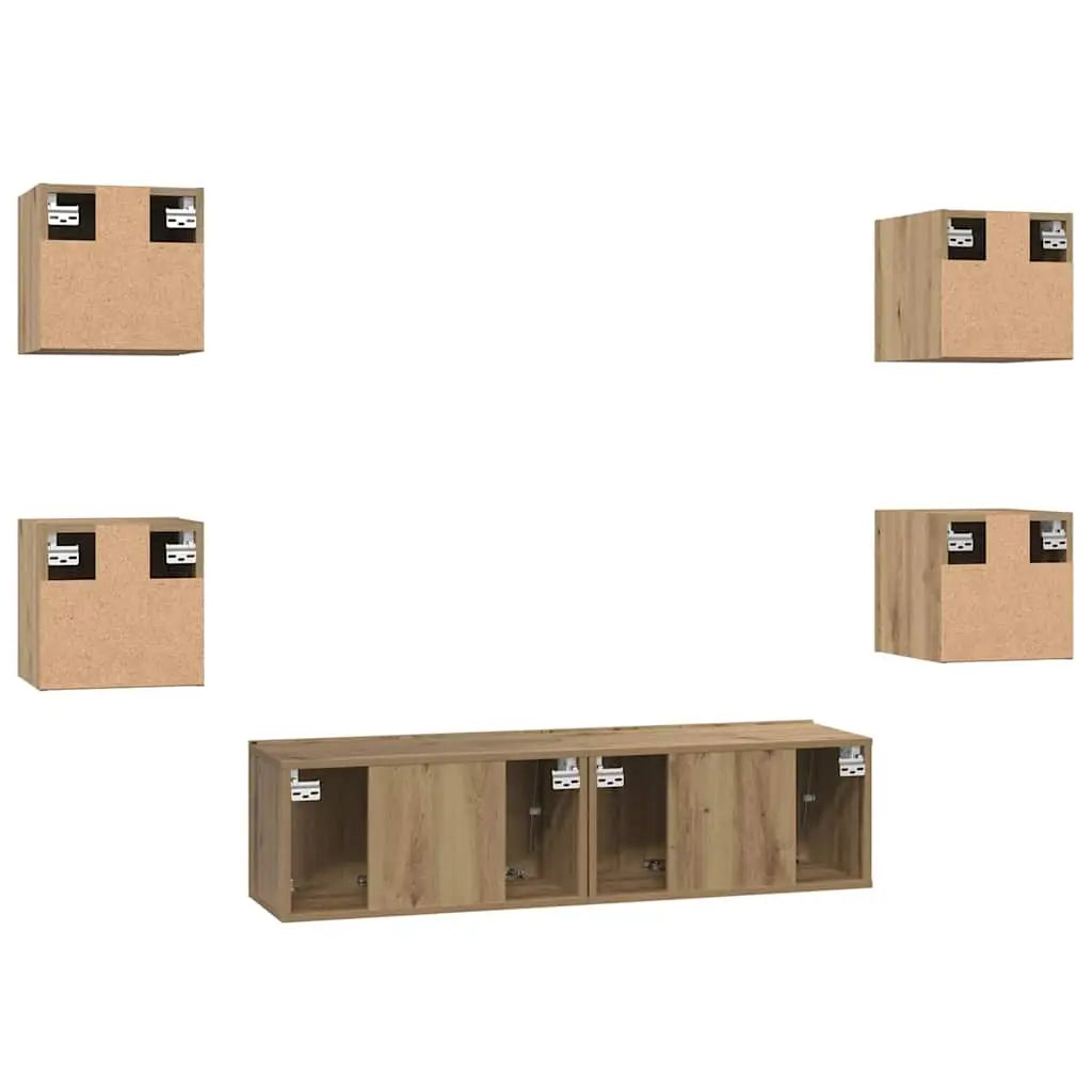 Ensemble meuble TV 6 pc Chêne artisanal Bois d’ingénierie - XIOS
