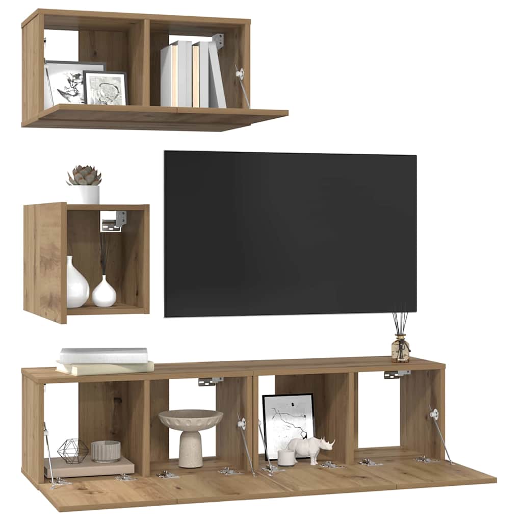 Ensemble meuble TV 4 pcs chêne artisanal 60 x 30 x 30 cm - XIOS