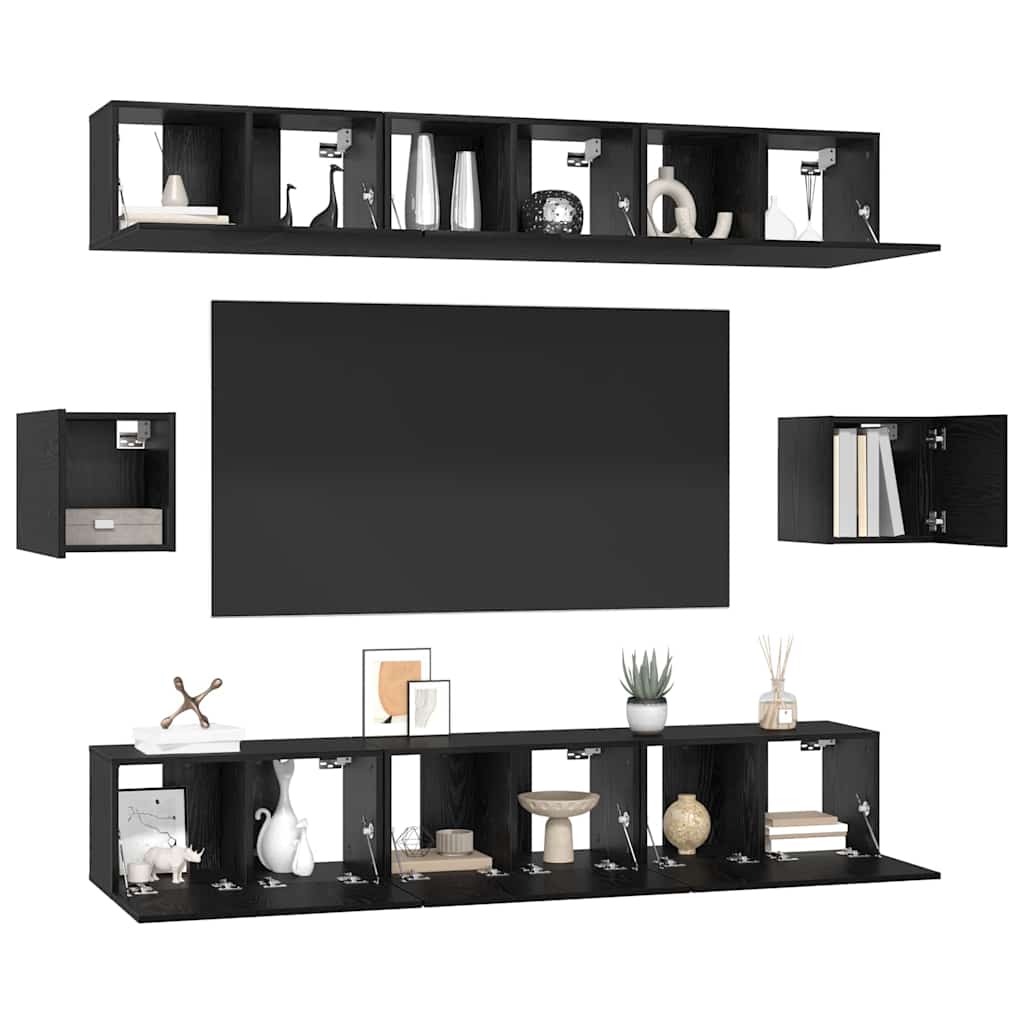 Ensemble meuble TV 8 pcs Chêne noir Bois d'ingénierie - XIOS