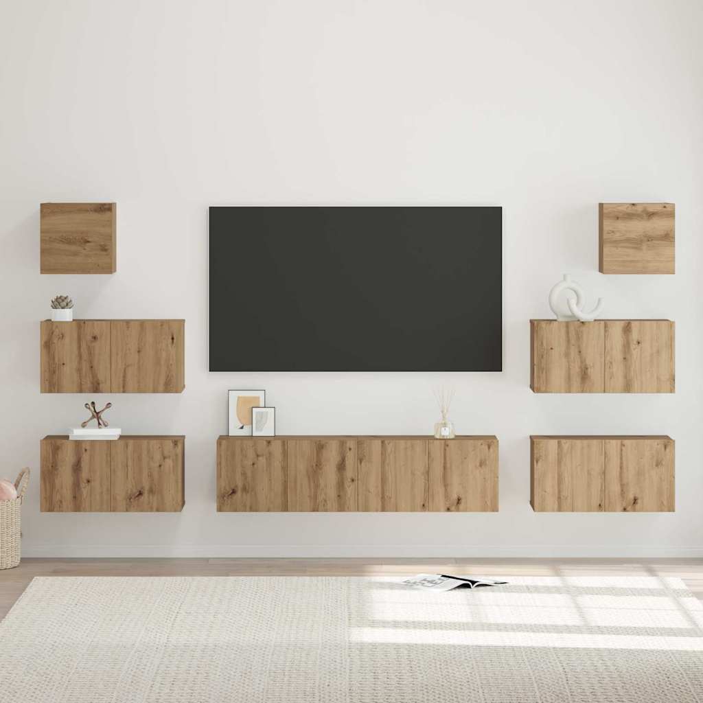 Ensemble meuble TV 8 pc Chêne artisanal Bois d'ingénierie