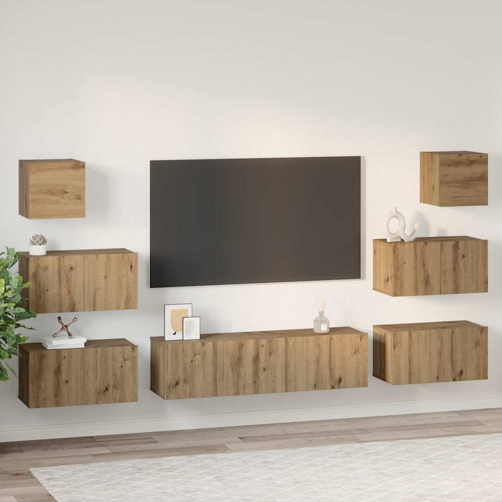 Ensemble meuble TV 8 pc Chêne artisanal Bois d'ingénierie