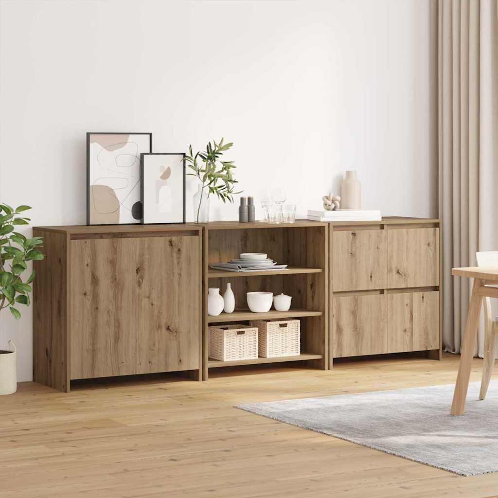 Buffets 3 pcs chêne artisanal 70 x 41 x 75 cm Bois d'ingénierie - XIOS