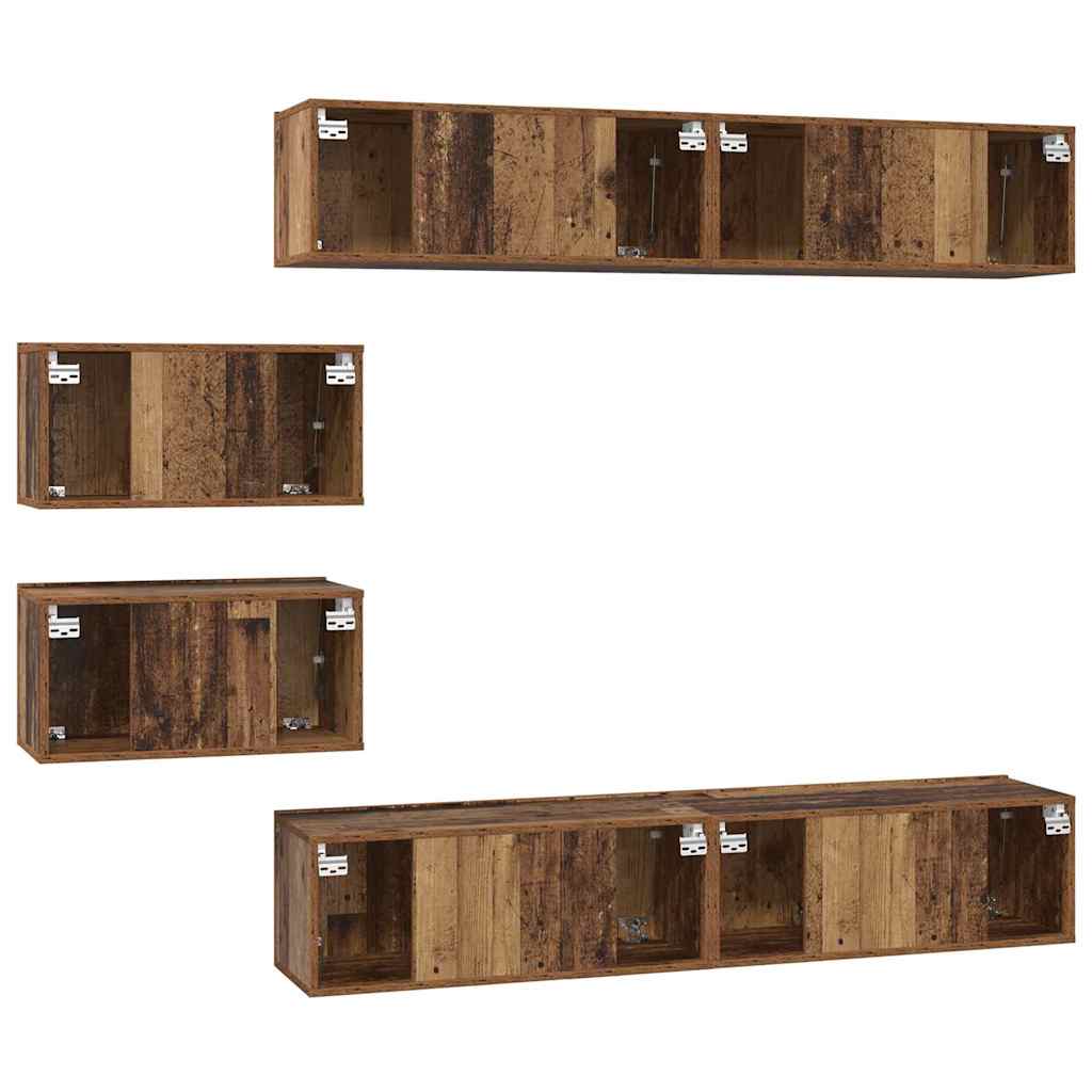 Ensemble de meubles TV Montage mural 6 pcs Bois ancien Moyen - XIOS