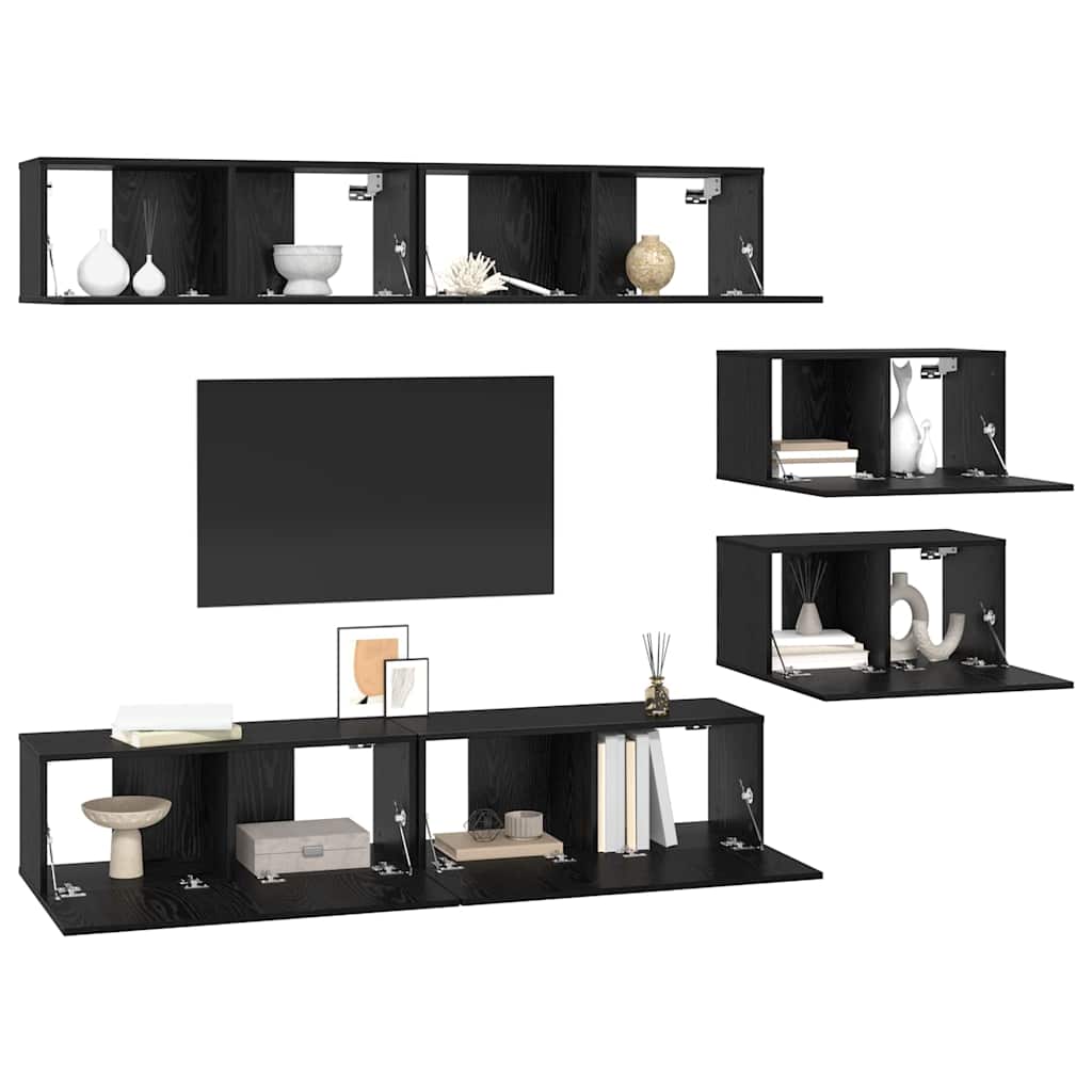 Ensemble meuble TV 6 pcs Chêne noir 80 x 30 x 30.5 cm Petite - XIOS