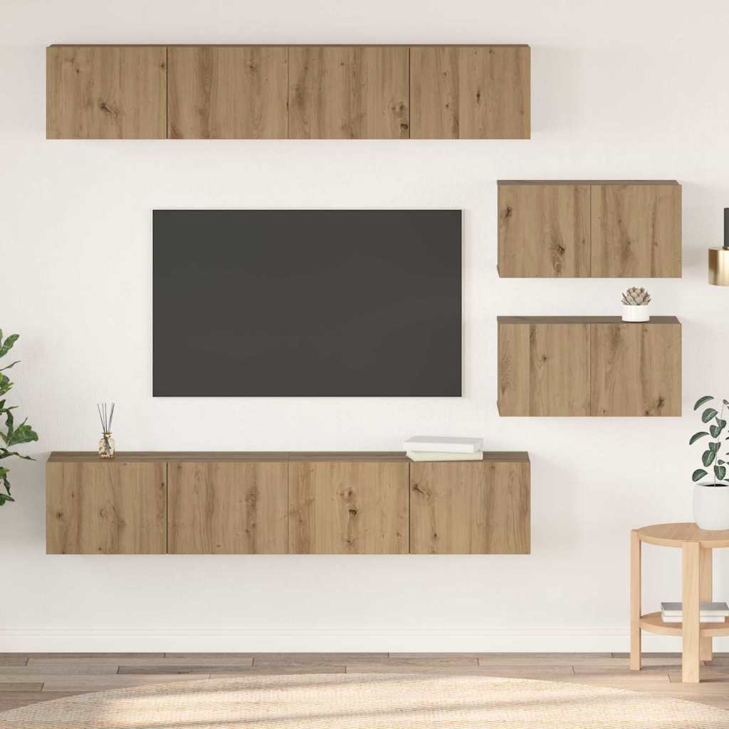 Ensemble meuble TV 6 pcs Chêne artisanal Bois d'ingénierie - XIOS