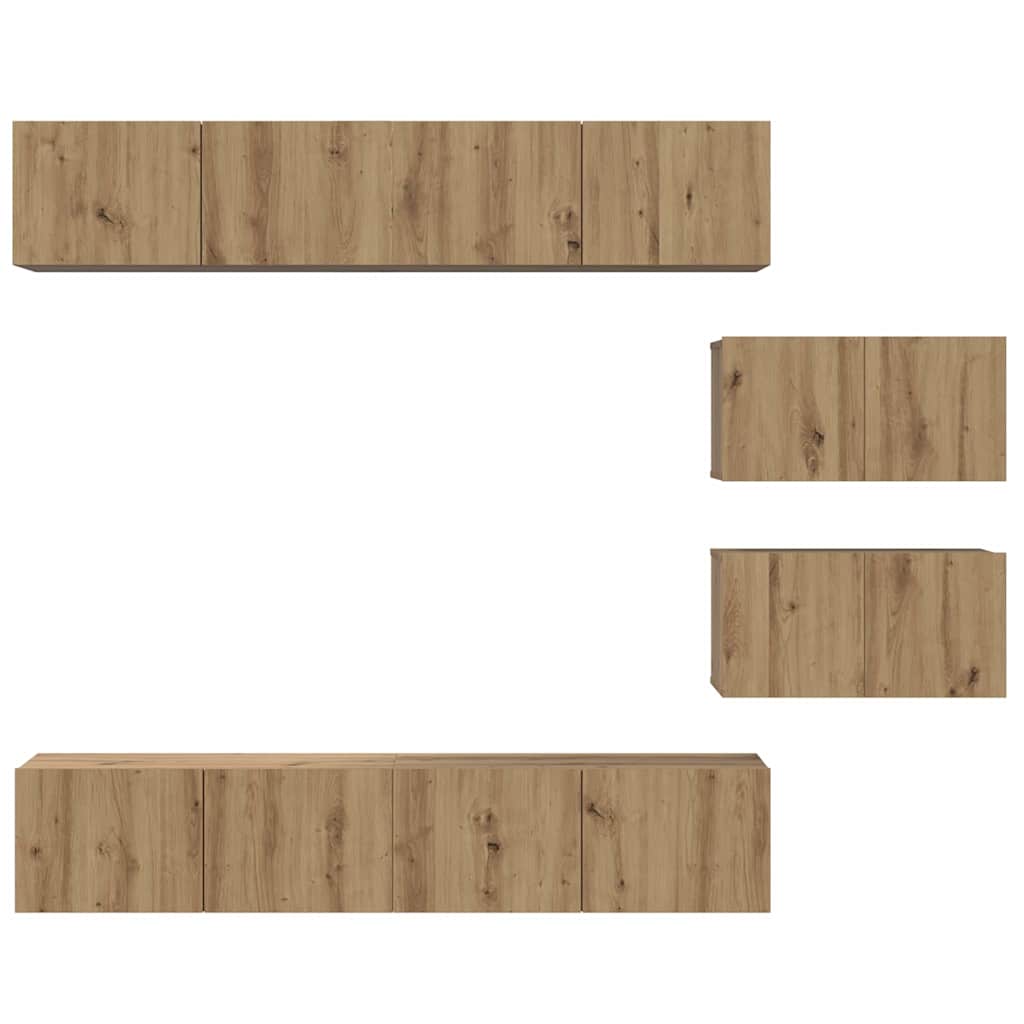 Ensemble meuble TV 6 pcs Chêne artisanal Bois d'ingénierie - XIOS