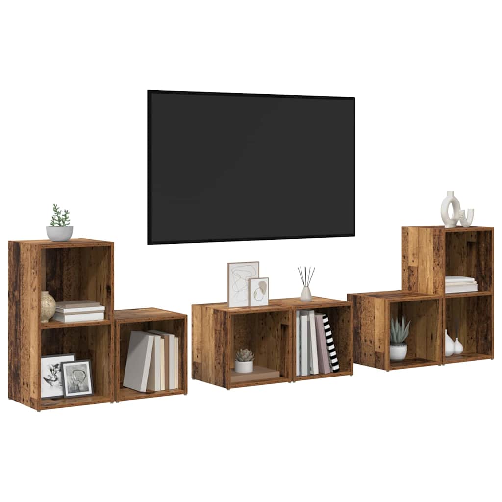 Ensemble de meubles TV 6 pcs Bois Ancien 37 x 35 x 72 cm - XIOS