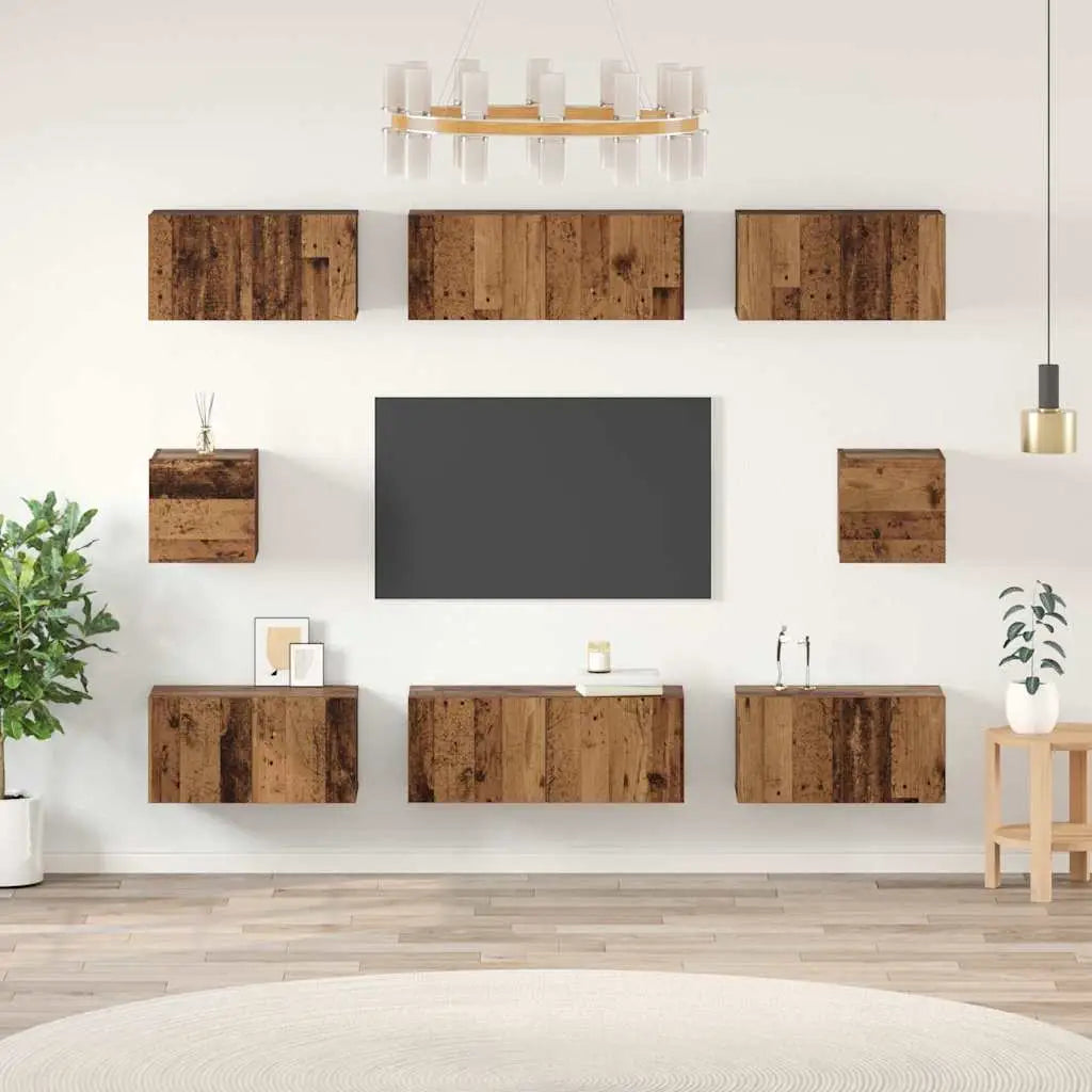 Ensemble meuble TV 8 pc Bois Ancien Bois d’ingénierie - XIOS