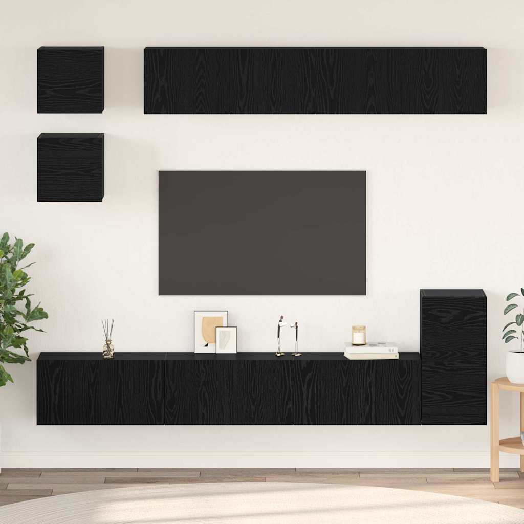 Ensemble meuble TV 8 pcs Chêne noir Bois d'ingénierie - XIOS
