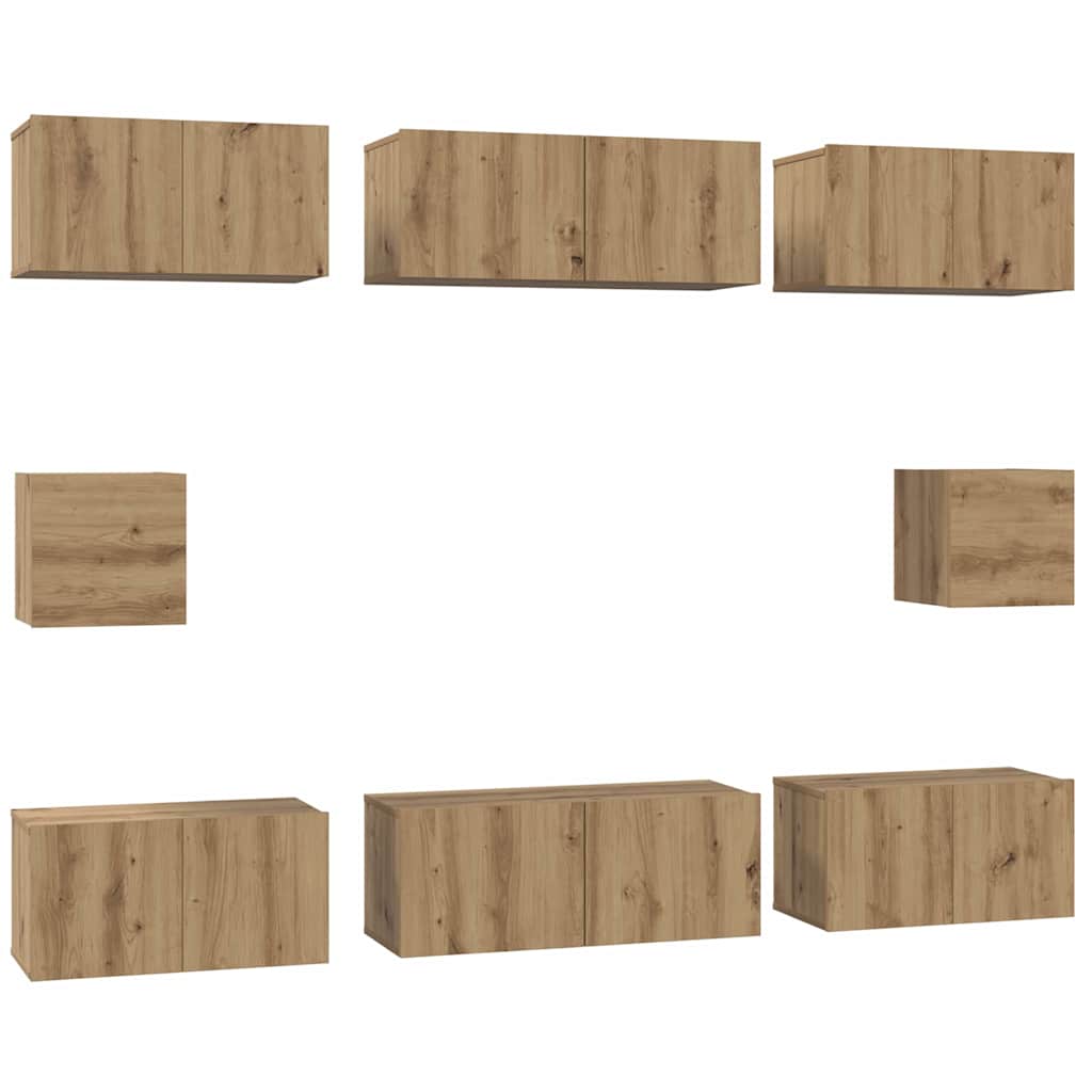 Ensemble meuble TV 8 pcs Chêne artisanal Bois d'ingénierie - XIOS