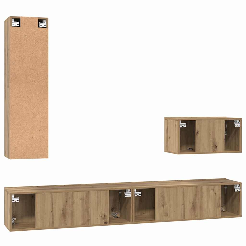 Meuble TV mural 4 pcs Chêne artisanal Bois d'ingénierie - XIOS