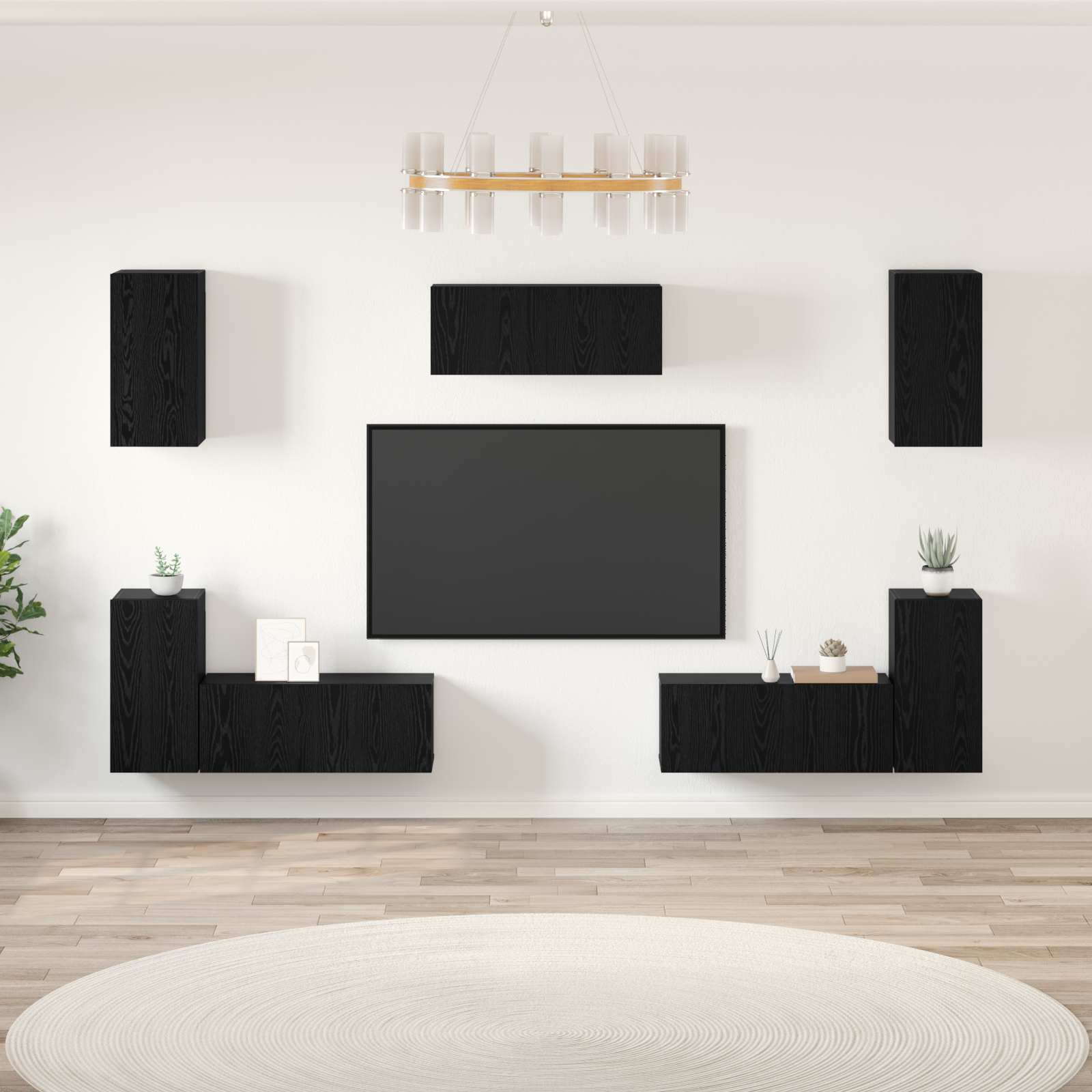 Ensemble meuble TV 7 pcs Chêne noir Bois d'ingénierie - XIOS