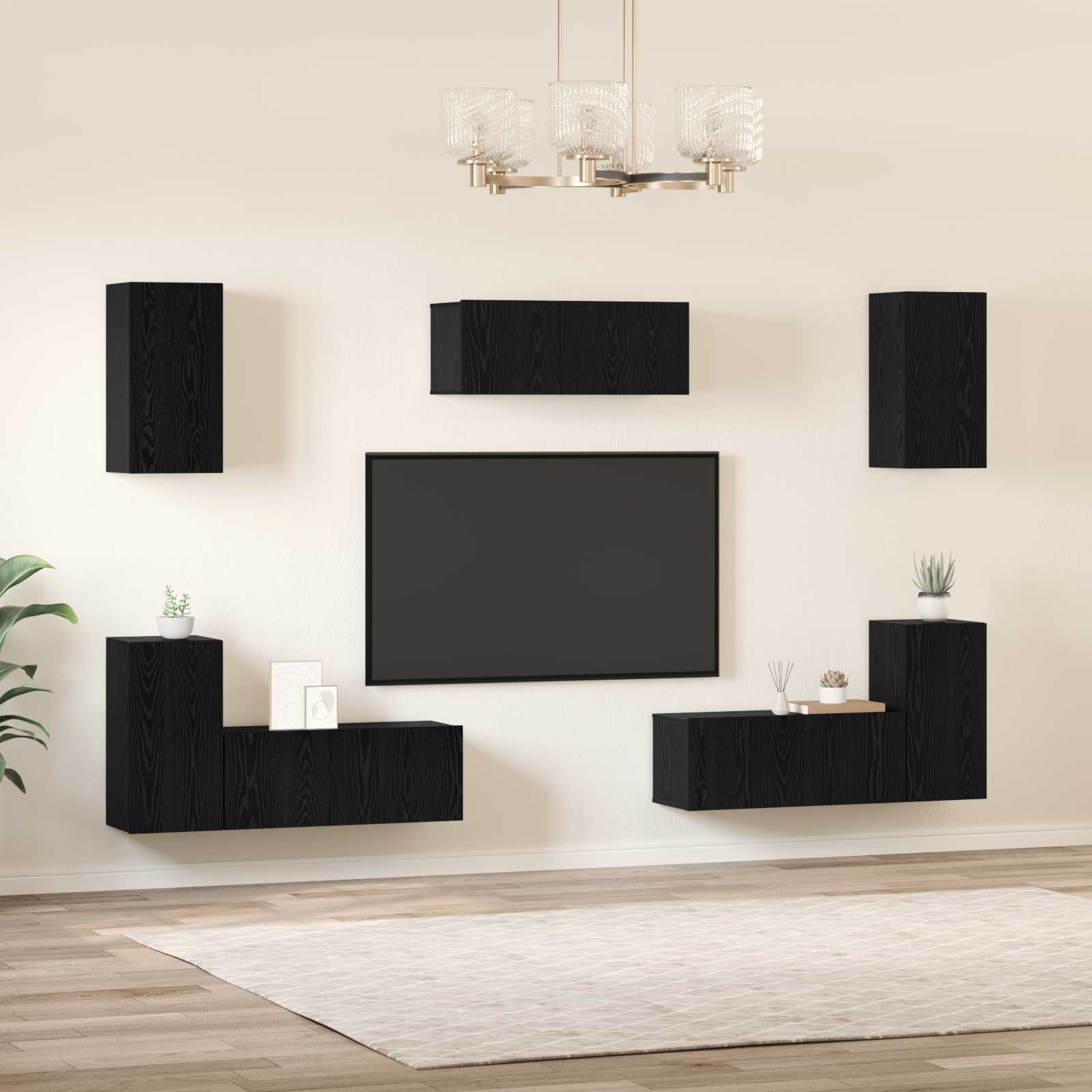 Ensemble meuble TV 7 pcs Chêne noir Bois d'ingénierie - XIOS
