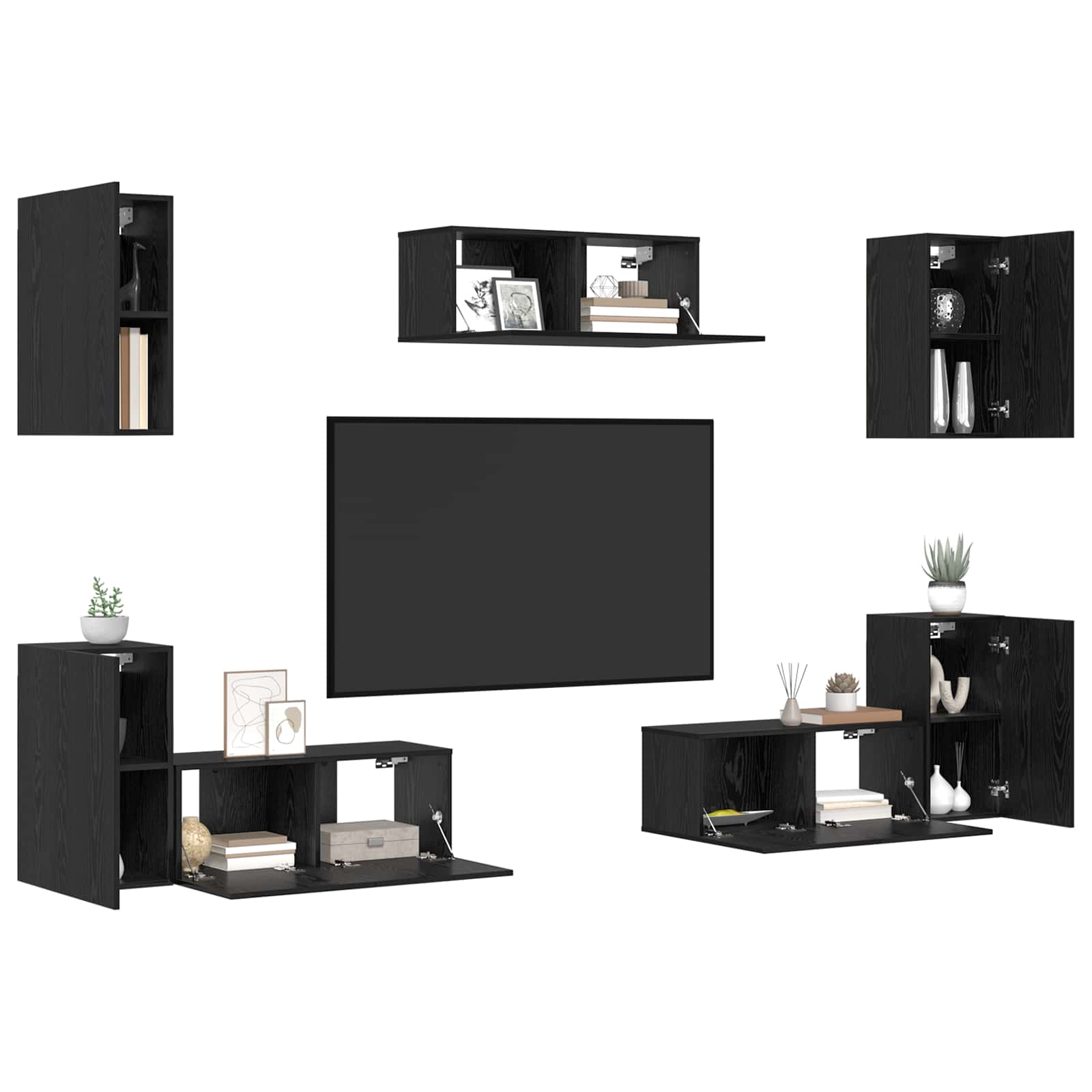 Ensemble meuble TV 7 pcs Chêne noir Bois d'ingénierie - XIOS