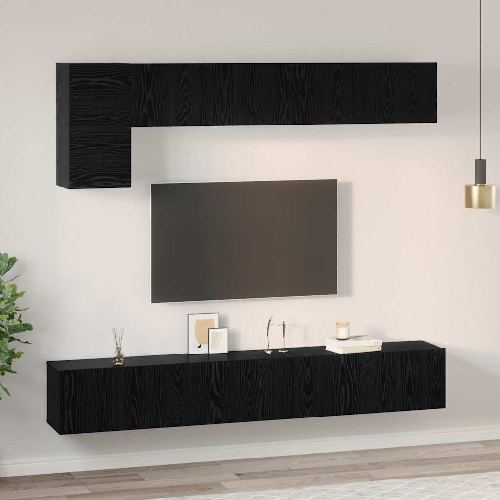 Ensemble meuble TV 5 pcs Chêne noir Bois d'ingénierie - XIOS