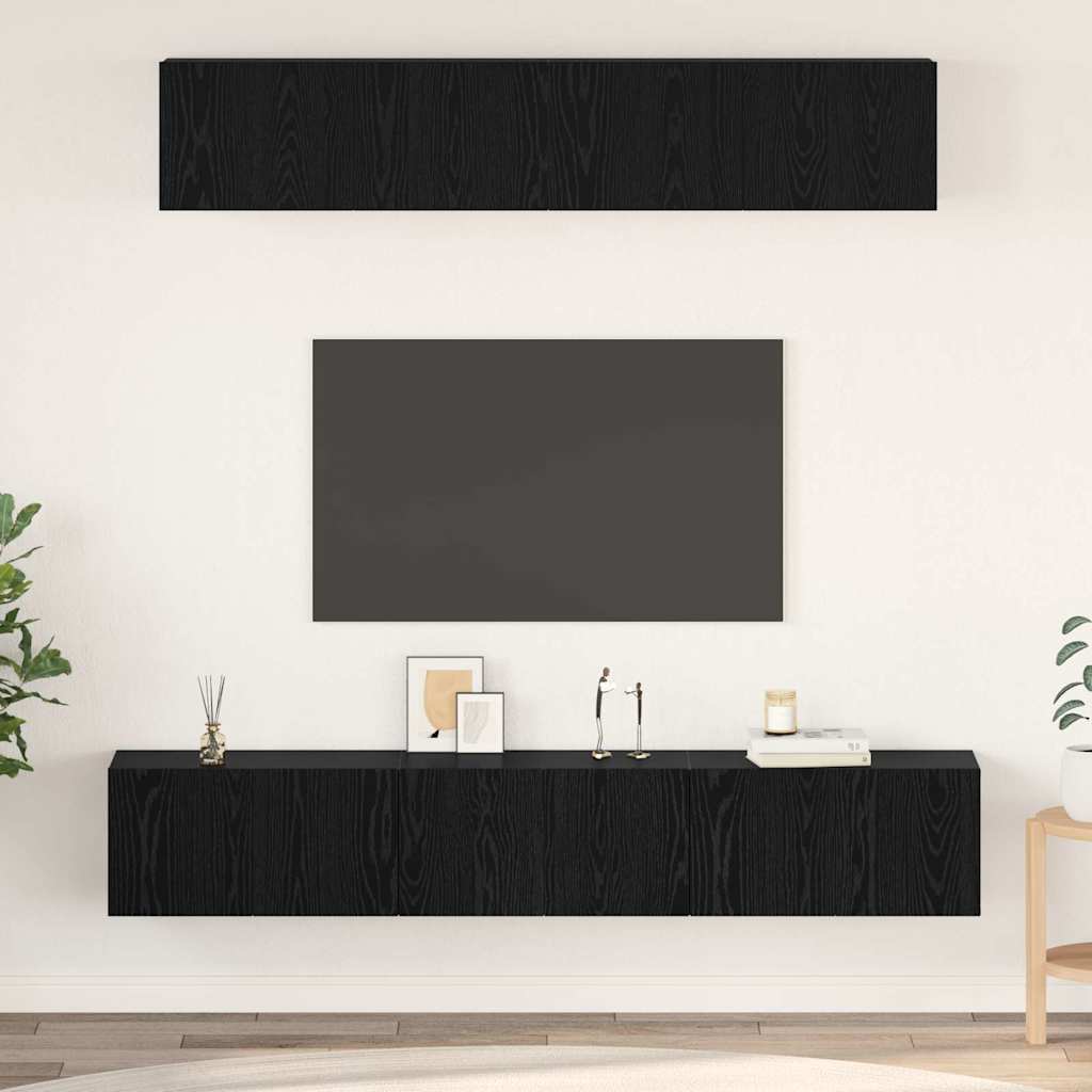 Ensemble meuble TV 5 pcs Chêne noir Bois d'ingénierie - XIOS