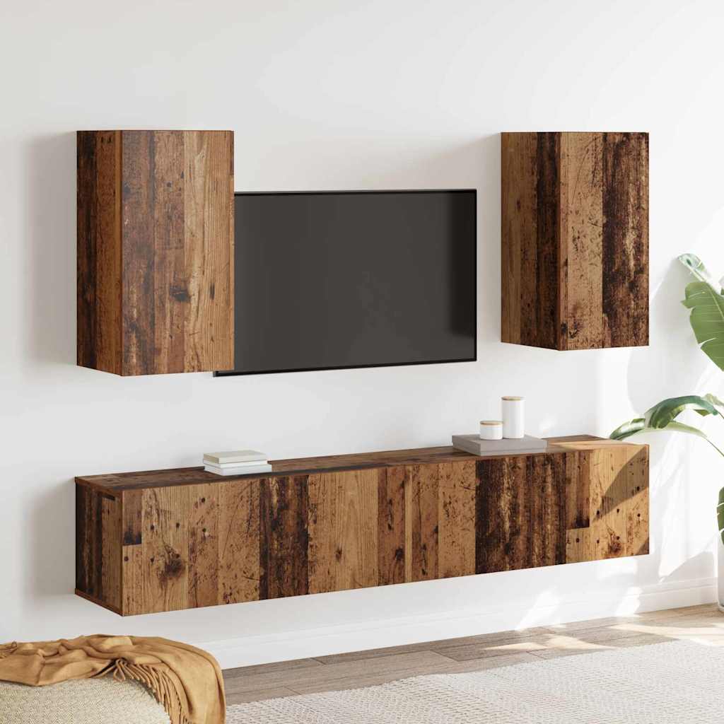 Ensemble meuble TV 4 pcs Bois ancien 80 x 30 x 30 cm - XIOS