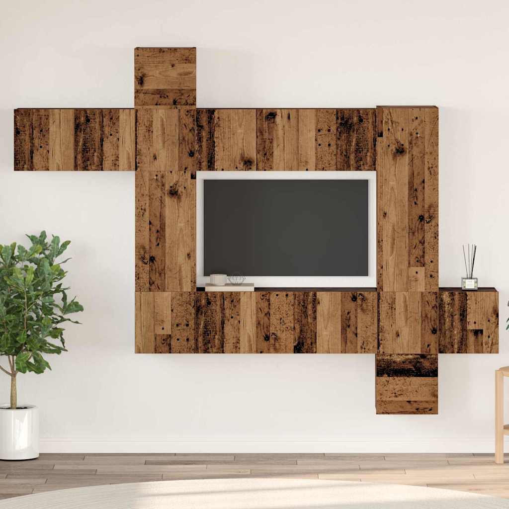 Ensemble meuble TV 10 pcs Bois ancien 30,5 x 30 x 90 cm - XIOS