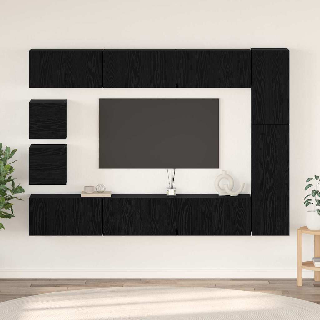 Ensemble meuble TV 10 pcs Chêne noir Bois d'ingénierie - XIOS