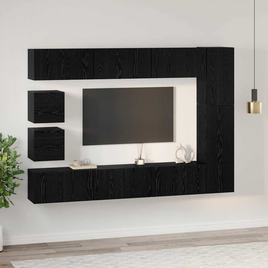 Ensemble meuble TV 10 pcs Chêne noir Bois d'ingénierie - XIOS