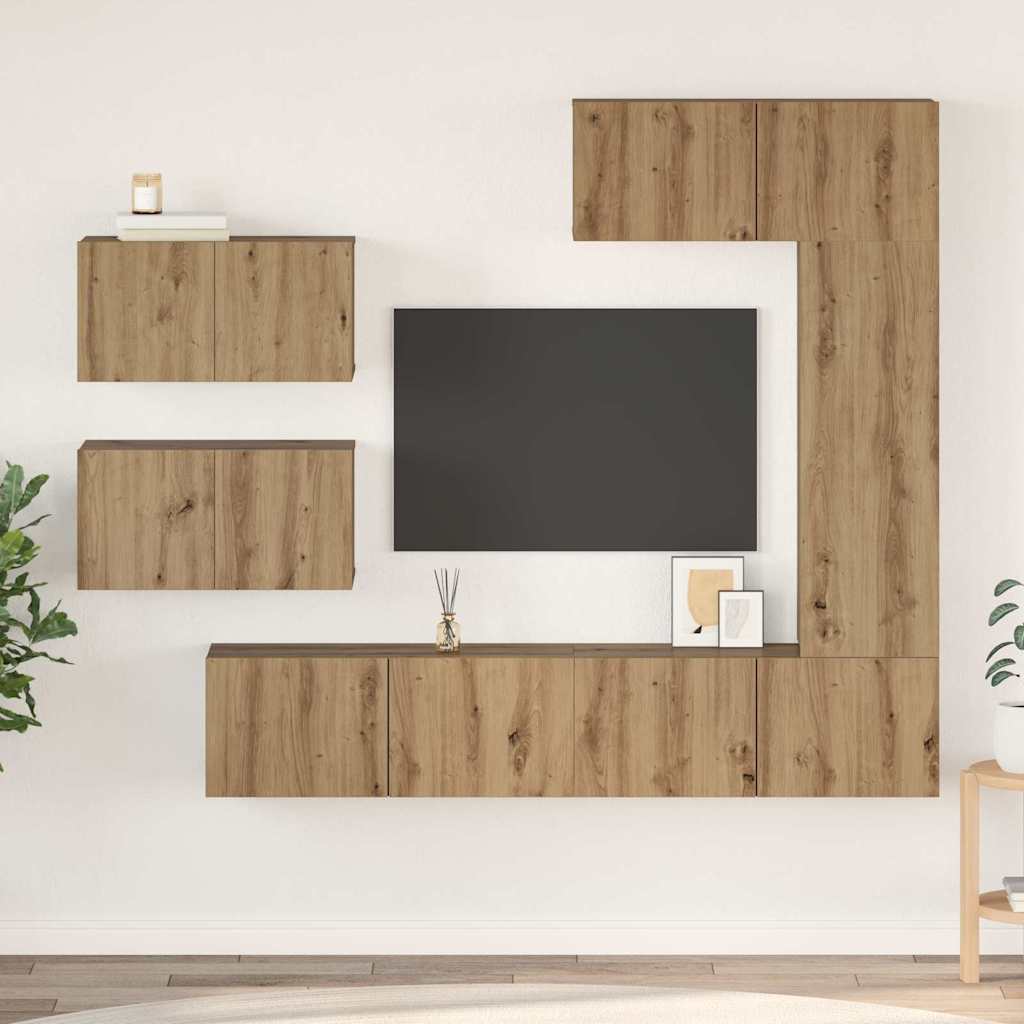 Ensemble meuble TV 6 pcs Chêne artisanal Bois d'ingénierie - XIOS